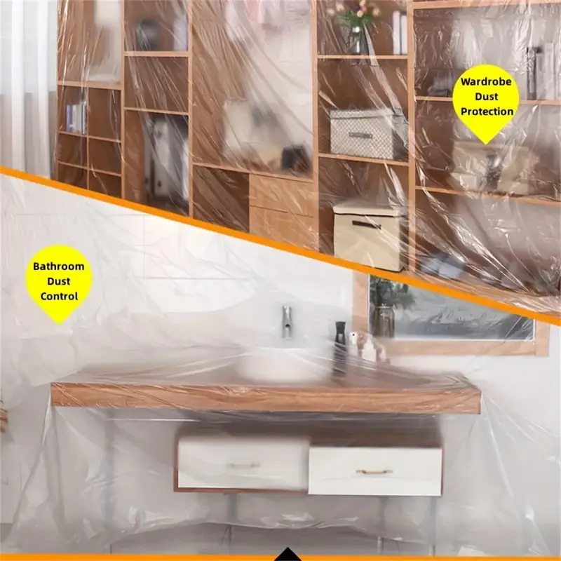 multi size heavy duty waterproof dust resistant plastic masking tape transparent pet scratch furniture floor protector with   strip for home renovation moving and   protection 5